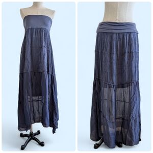 Italian Silk Made In Italy 2-in-1 Strapless Maxi Dress Skirt Whimsigoth Festival